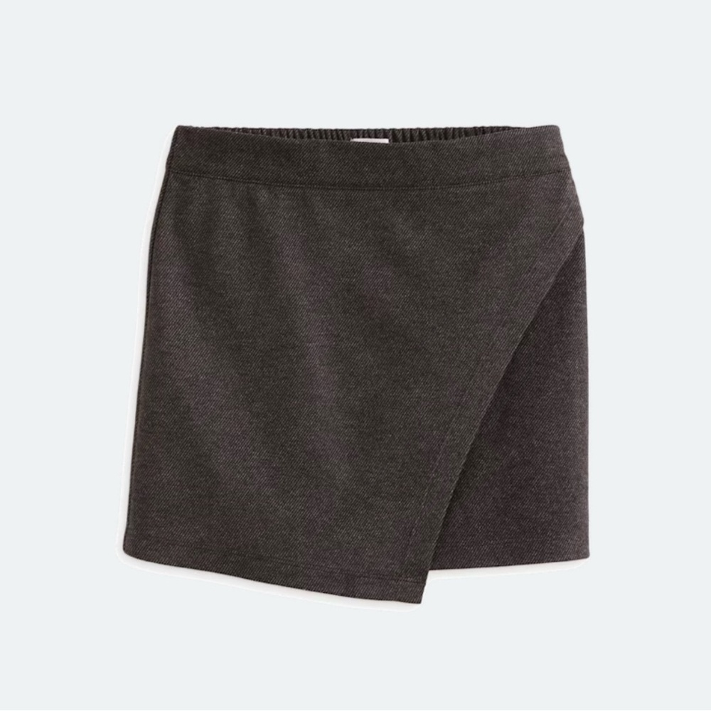 NWT Grey knit twill wrap skirt Size XS (4-5)